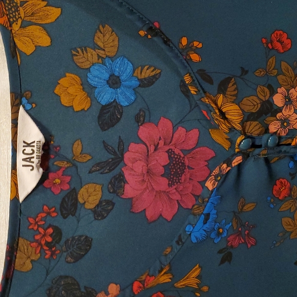SZ. X-SMALL JACK by: B.B. DAKOTA HUNTERGREEN FLORAL TOP - Picture 2 of 4